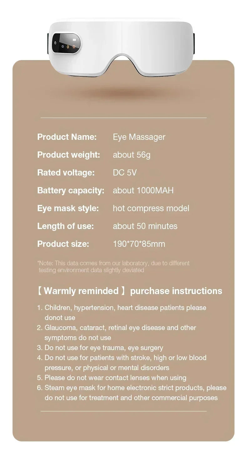 4D Eye Massager Smart Airbag Vibration Eye Care Instrument Hot Compress Bluetooth Eye Massage Glasses Fatigue anti-wrinkle Care