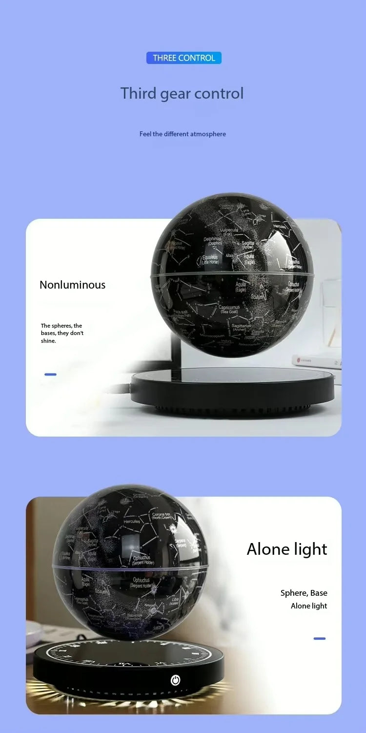 Magnetic Levitation LED Moon Lamp Auto-Rotating Globe Atmosphere Night Light for Bedroom Floating Home Office Decor Gift