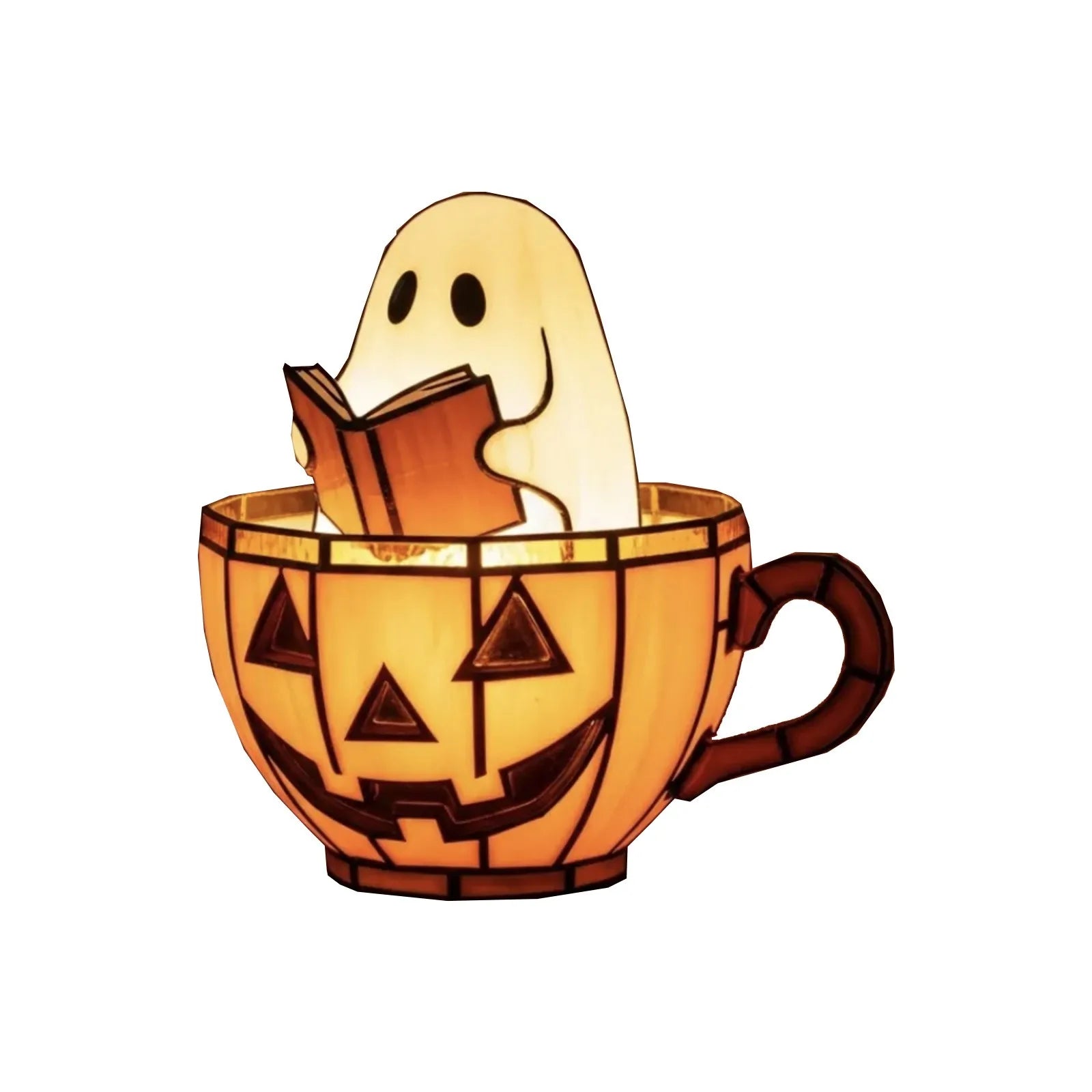 2025 Halloween Ghost Light Reading Book Lamp Adorable Pumpkin Led Light Resin Display Reading Night Light For Book Lover