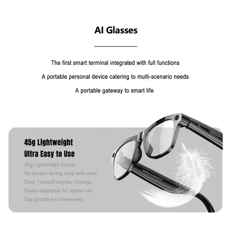 Xiaomi 8K HD AI Smart Glasses Photochromic Multifunction Bluetooth Calling Voice Assistant Music Player Translate Camera Glasses