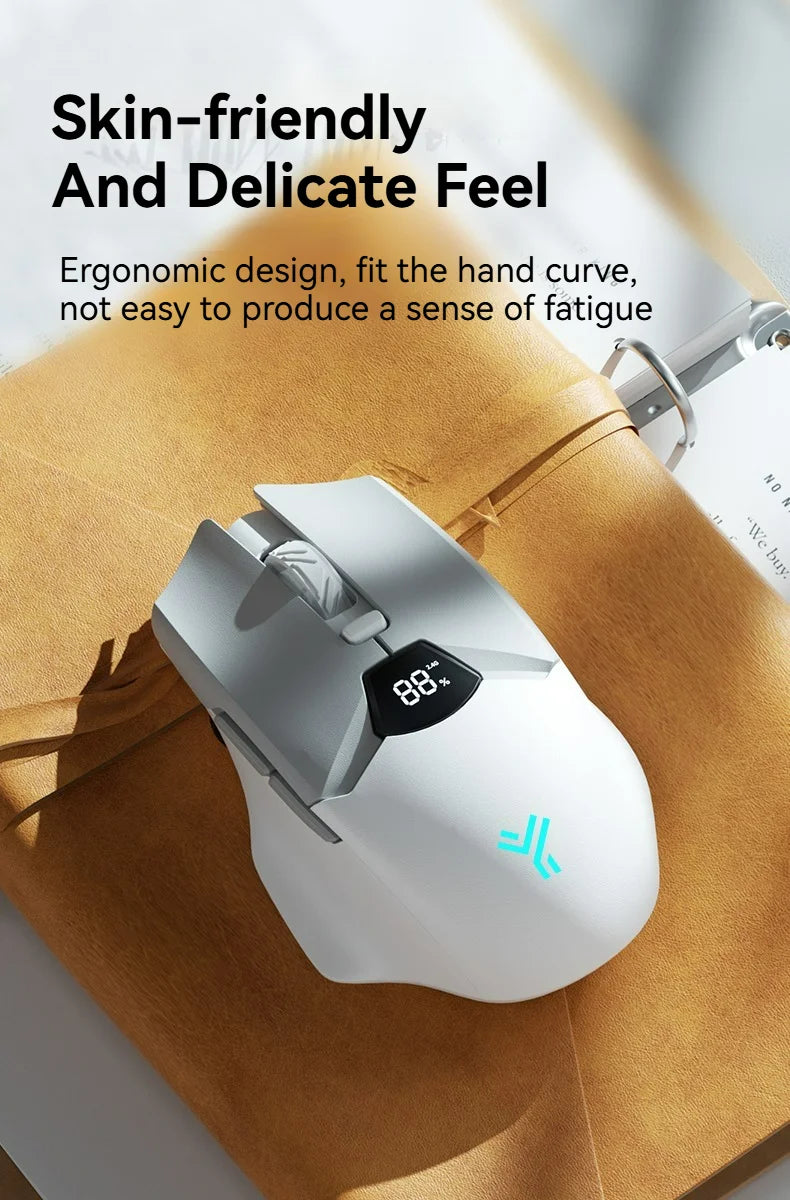 Wireless Bluetooth Mouse, Smart Screen Display, Dual Mode Mute Button, 600mAh Lithium Battery, Office Mouse for Tablet, Notebook