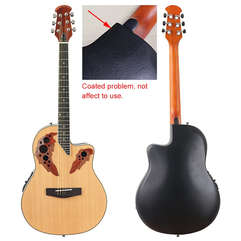 Electric Acoustic Guitar 6 Strings Round Back Ovation Model Brown 41 Inch Acoustic Guitar Cutaway Design Electric Folk Guitar