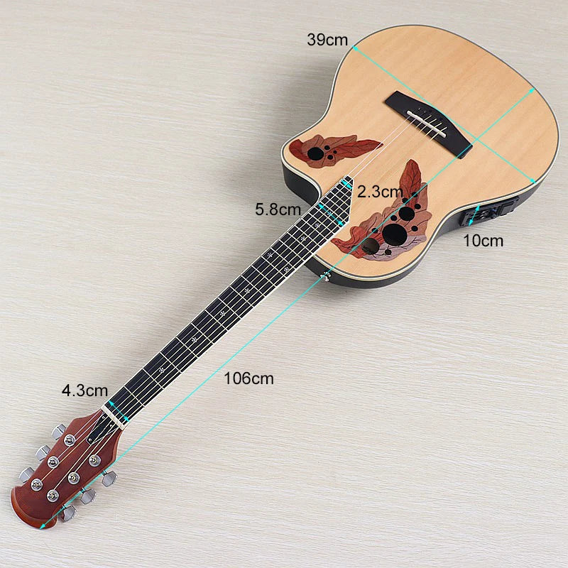 Electric Acoustic Guitar 6 Strings Round Back Ovation Model Brown 41 Inch Acoustic Guitar Cutaway Design Electric Folk Guitar