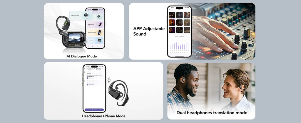 [135 Translator Earphone] Erazer XP6 Bluetooth Earphones Headset DIY Equalizer APP AI Wireless Headphones Travel Touch Screen
