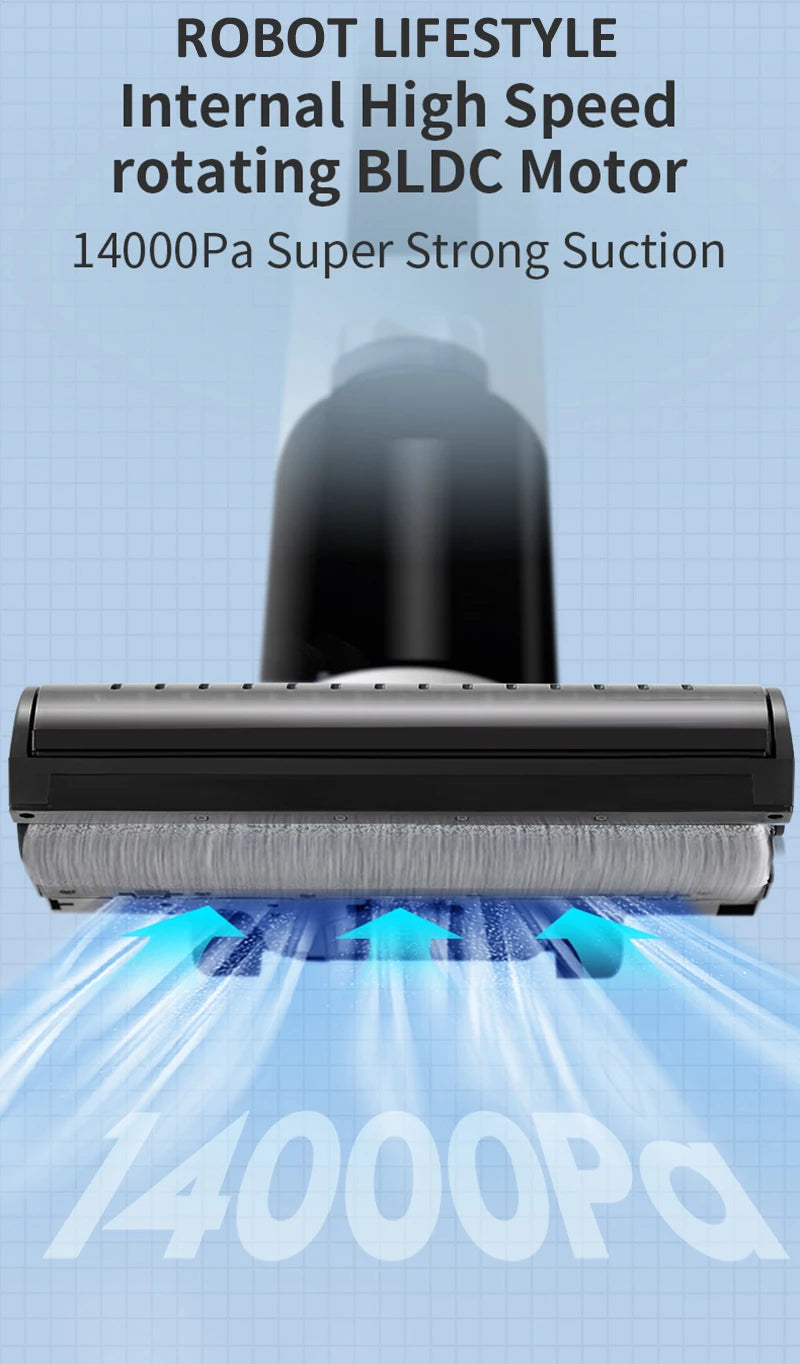 Cordless Handheld Vacuum Cleaner Wet Dry Cleaning Robot RL9Max 14000pa Super Strong Suction Self Heating Brush 4000mAh Battery
