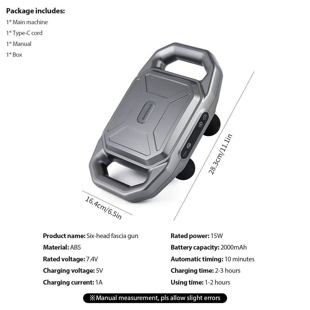 Six-head Fascia Gun High Frequency Vibration Waist Shoulder Back Leg Deep Tissue Body Massage Machine