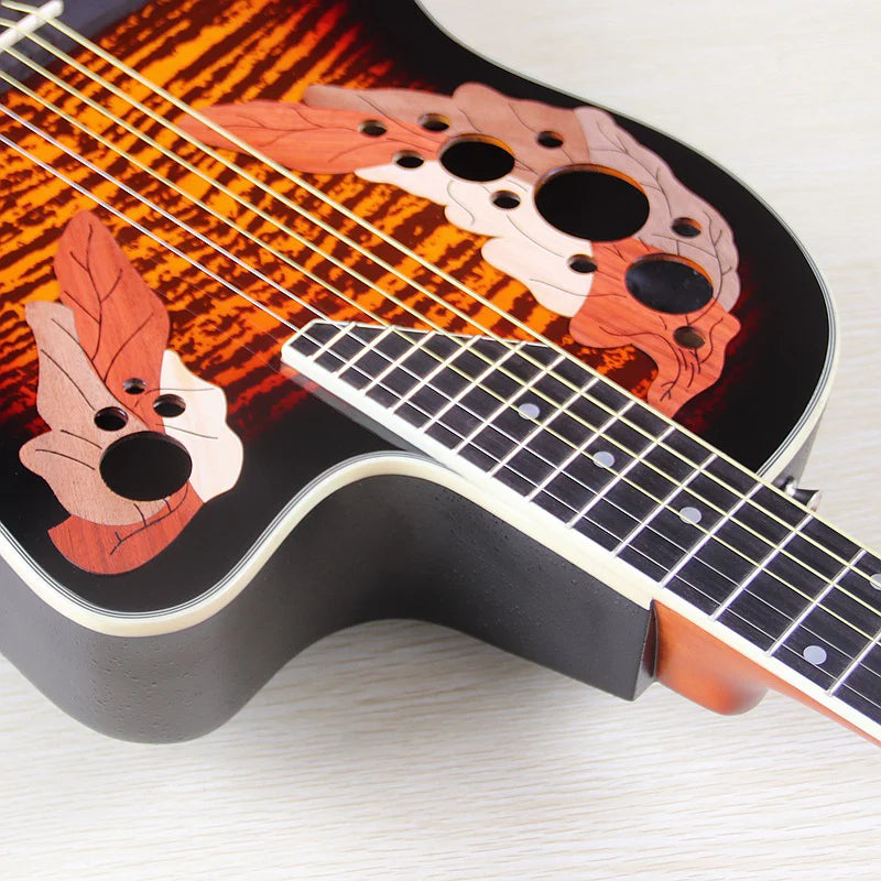 Electric Acoustic Guitar 6 Strings Round Back Ovation Model Brown 41 Inch Acoustic Guitar Cutaway Design Electric Folk Guitar