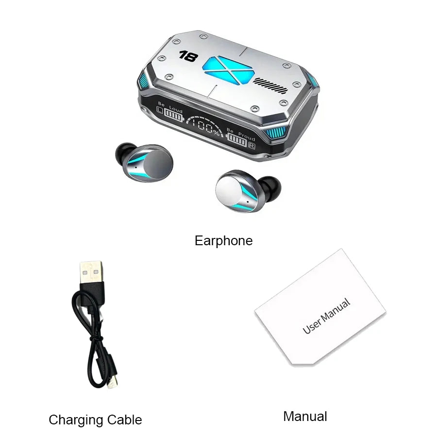 M41 Bluetooth Earphone Wireless Headphone Smart Touch Digital Display Stereo Earbuds With Colour Light Magnetic Suction Headset