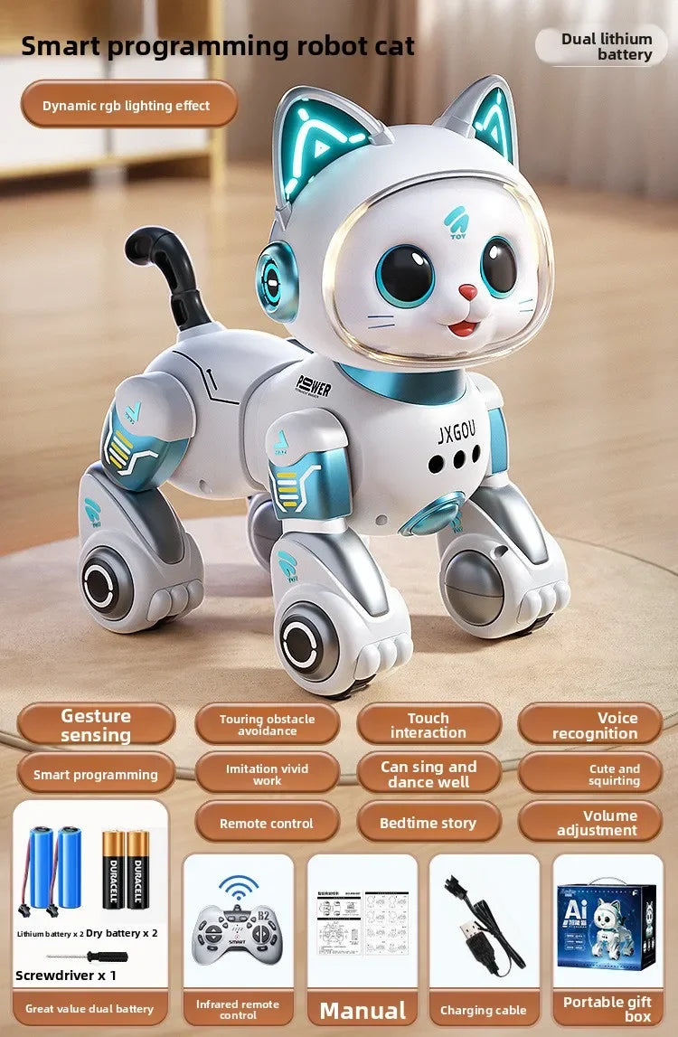 Smart Robotic Cat Toy - Interactive Walking & Meowing Robot for 1-3 Year Old Boys/Girls w/Remote Control