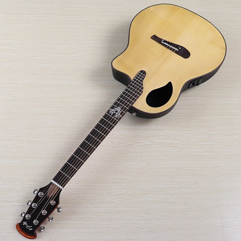 Electric Acoustic Guitar 6 Strings Round Back Ovation Model Brown 41 Inch Acoustic Guitar Cutaway Design Electric Folk Guitar