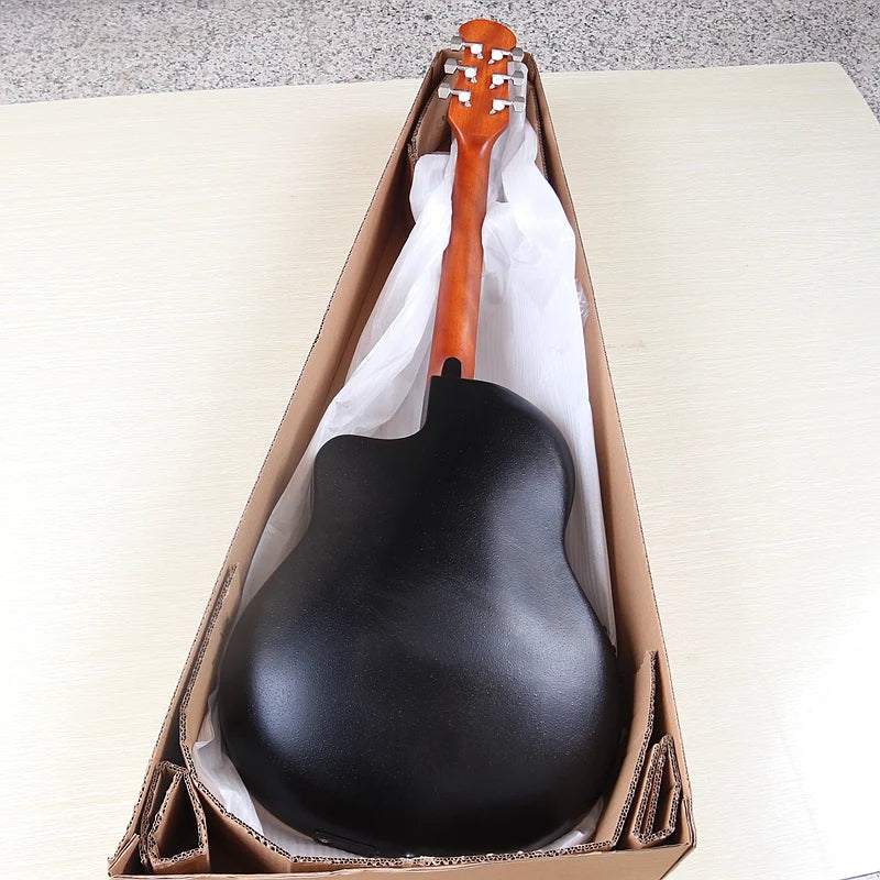 Electric Acoustic Guitar 6 Strings Round Back Ovation Model Brown 41 Inch Acoustic Guitar Cutaway Design Electric Folk Guitar