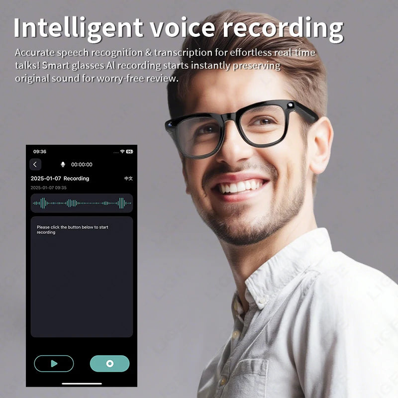 AI Smart Translate Glasses Photography Video Wifi Transmission Bluetooth Call Music Play Smart Glasses for Studying Travaling