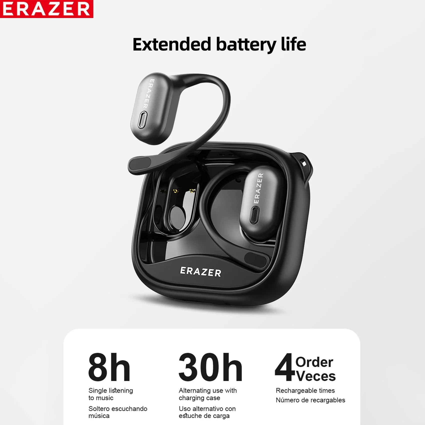 ERAZER XF38  Bluetooth Earphones AI Translator Earbuds OWS LCD Touch Screen Sport Wireless Headphones HD Stereo Sound Longlife