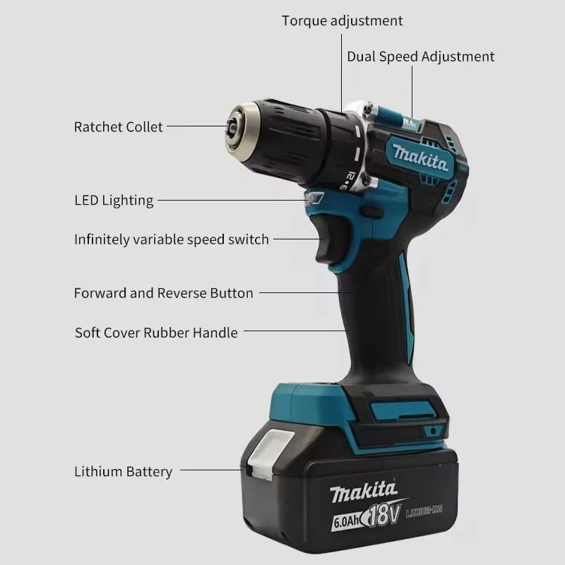 100%Makita DDF487 ddf487 18V Screwdriver Brushless Electric Drill Impact Drill Of Decoration Team Power Tools Makita 18V Battery