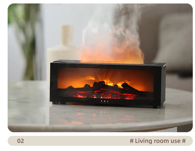 Flame Essential Oil Diffuser, 3D Flame Fireplace Aromatherapy Machine Colorful Humidifier with Remote Control, Fireplace Flame