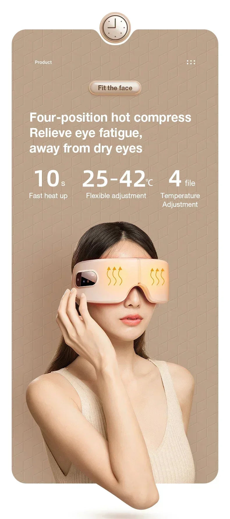 4D Eye Massager Smart Airbag Vibration Eye Care Instrument Hot Compress Bluetooth Eye Massage Glasses Fatigue anti-wrinkle Care