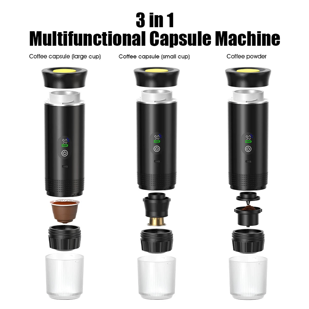Foombthe Portable Espresso Coffee Machine With Digital Display 3-in-1 Capsule Coffee Maker for Car & Home Camping Coffee Maker