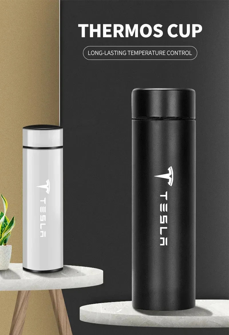 500mI Auto Digital Intelligent Thermos Cup For Tesla Model 3 X S Y P100D SpaceX Car Digital Smart Thermos Cup Auto Accessories