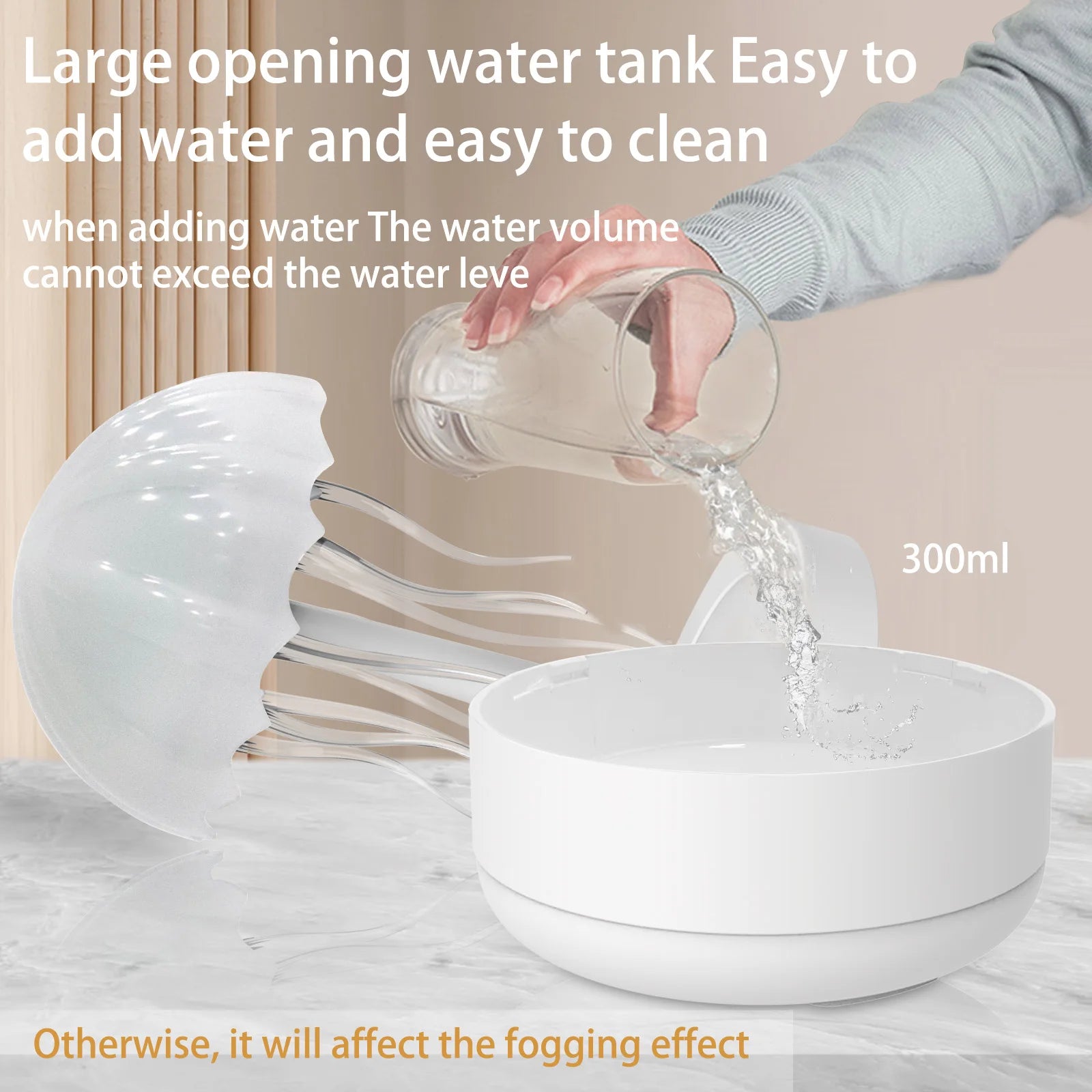 Jellyfish Cartoon Nihgt Light RGB Voice Control Jellyfish Bedside Lamp Type-C LED Night Lamp Upgraded Bluetooth Humidifier Model