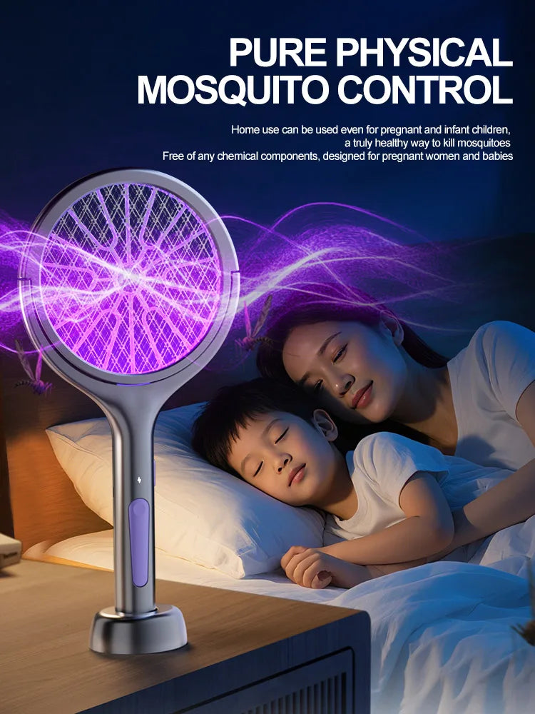 2025 Upgraded Telescopic Mosquito Killer Swatter 90° Rotatable & Wall-Mountable Extended Reach Electric Bug Zapper Home Garden