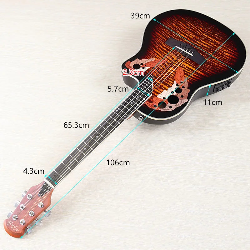Electric Acoustic Guitar 6 Strings Round Back Ovation Model Brown 41 Inch Acoustic Guitar Cutaway Design Electric Folk Guitar