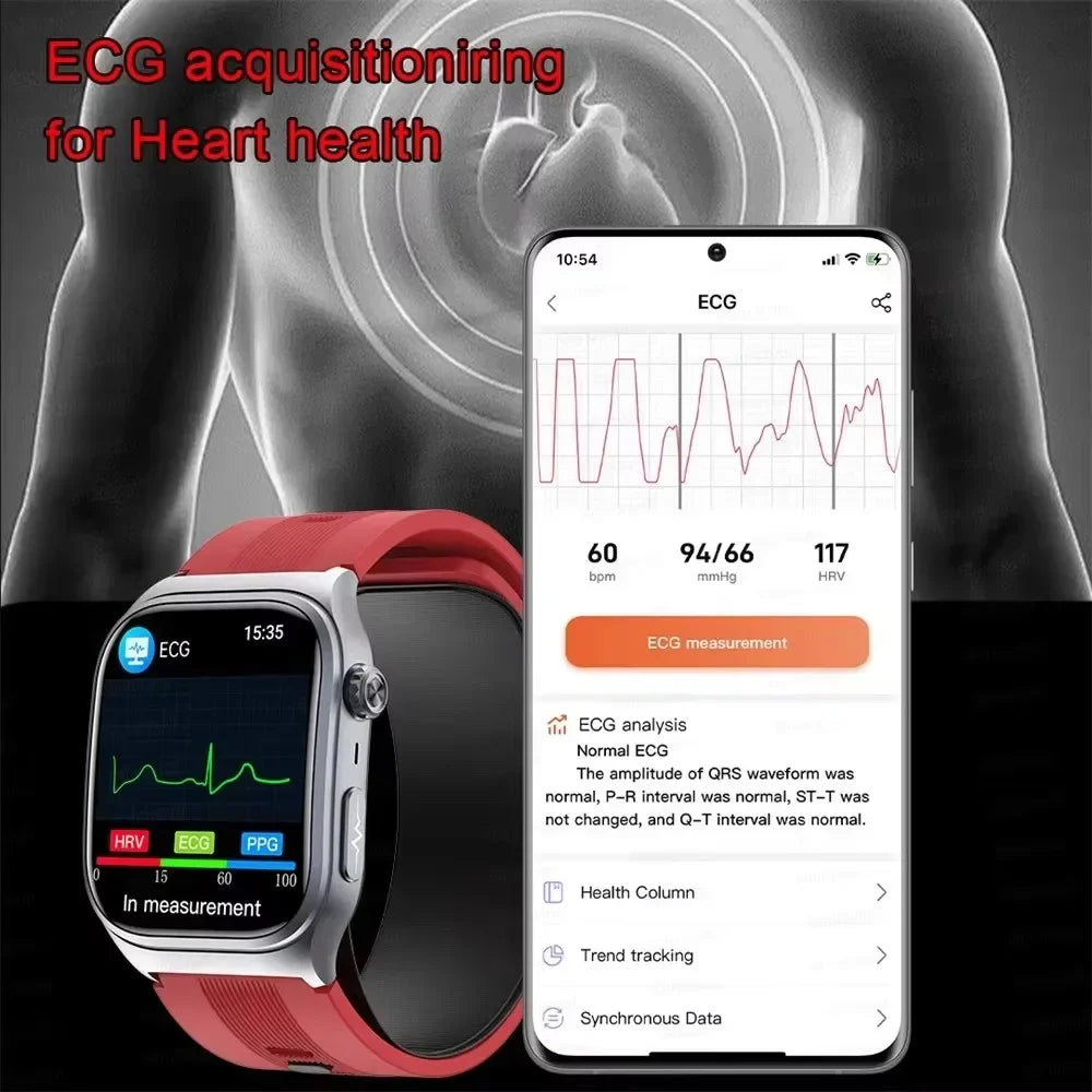 New Precise Detection Blood Pressure Smart Watch Air Pump Airbag Heart Rate ECG Health Bracelet BT Call Watches Men For Xiaomi