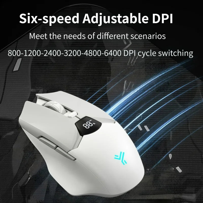 Wireless Bluetooth Mouse, Smart Screen Display, Dual Mode Mute Button, 600mAh Lithium Battery, Office Mouse for Tablet, Notebook