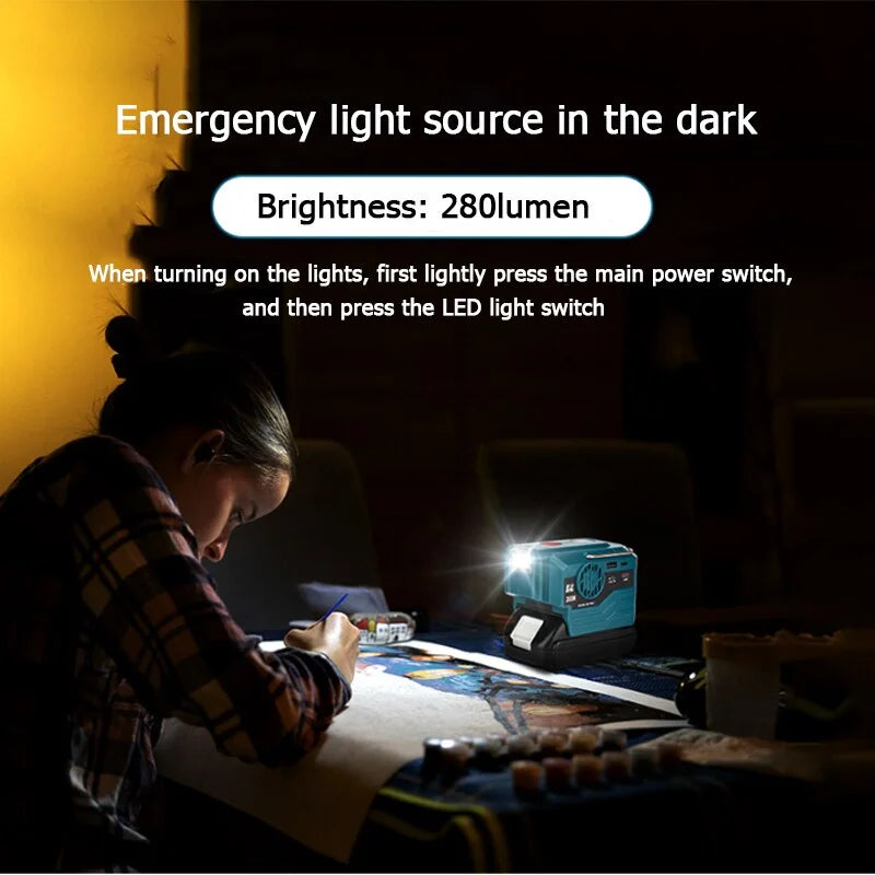 200W Portable Power Inverter Compatible with Makita 18V Lithium Battery Portable Power Station with USB Port