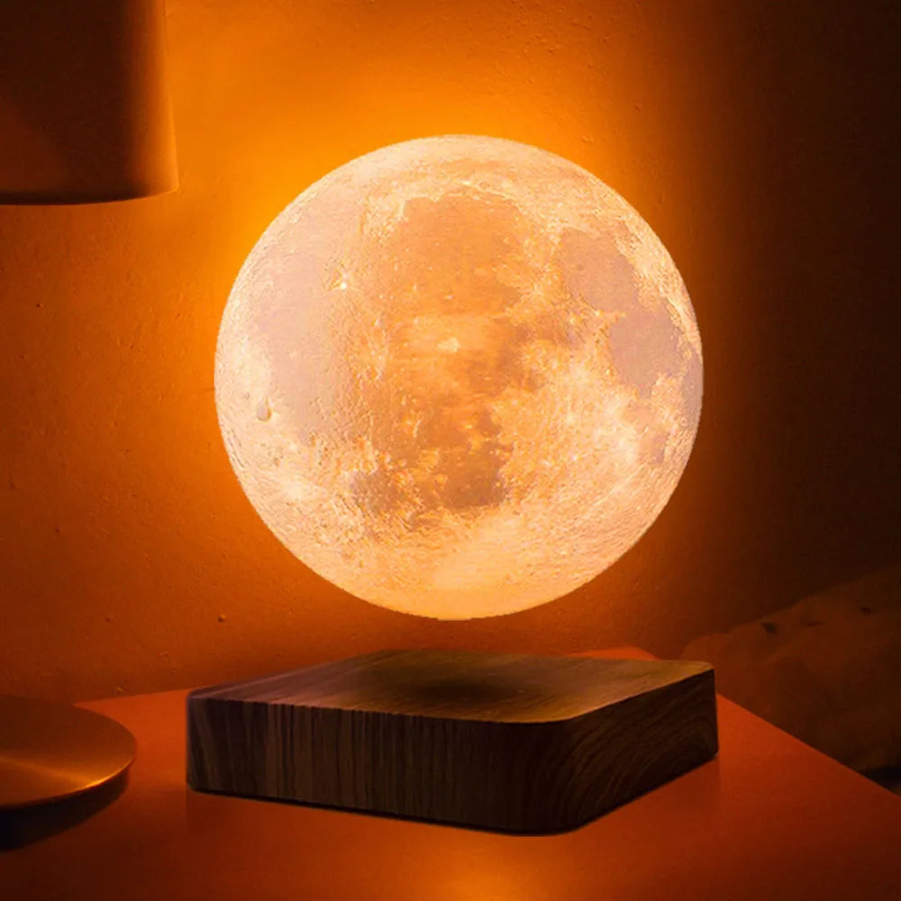 Creative 3D Magnetic Levitation RGB Moon Lamp Rotating  LED Night Light For Home Decoration Gift Atmosphere Moon Floating Lamp