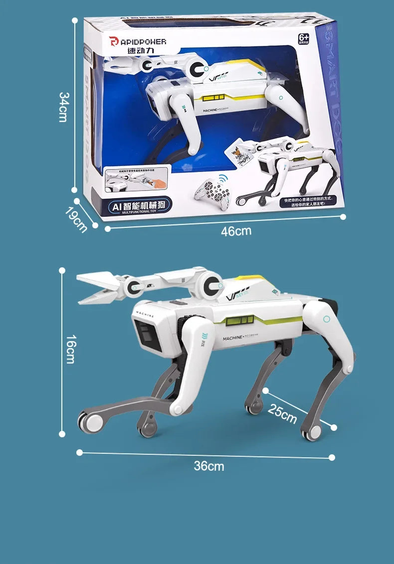 Teeggi Electric RC Intelligent Robot Dog Multifunction RC Mechanical Dog with turret Educational Toy Bionic Smart Robot Toy Gift