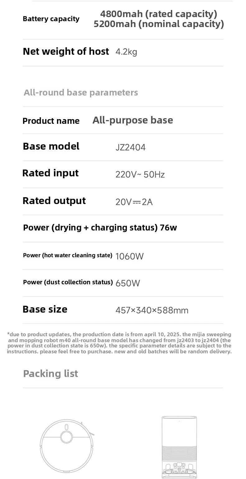 Xiaomi Mi Home Robotic Vacuum Cleaner M40,M40S with Mechanical Arm Sweeping and Mopping Intelligent Appliance