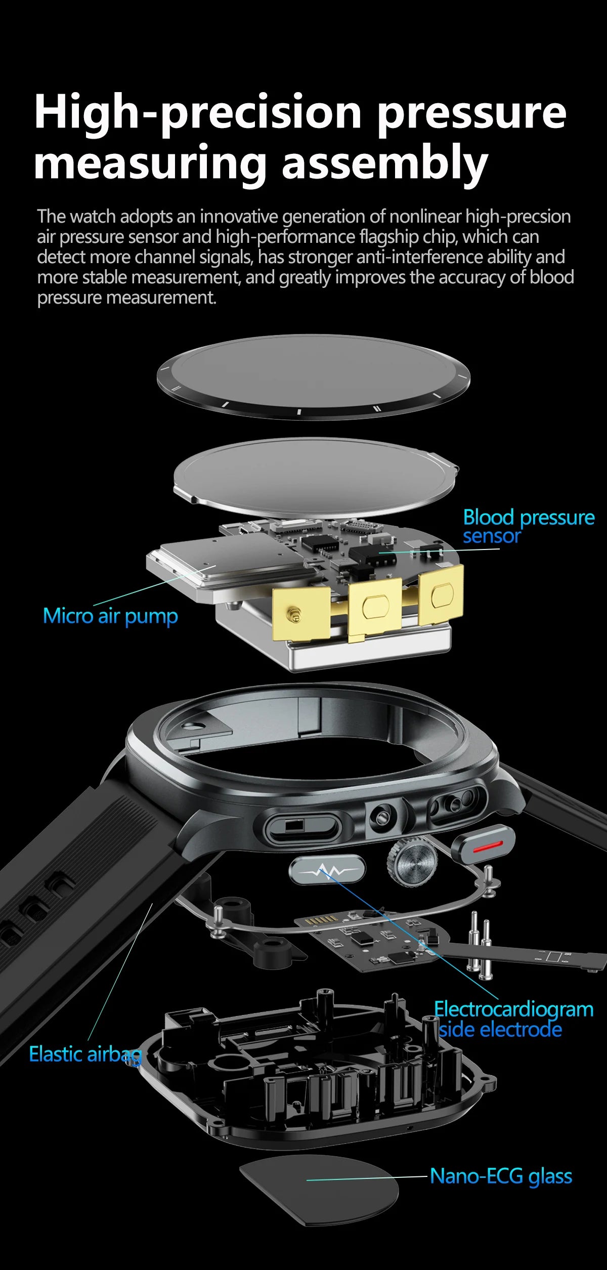 2025 For XIAOMI IOS New Air Pump Airbag Accurate Measure ECG NFC Smart Watch Blood Pressure Men Women