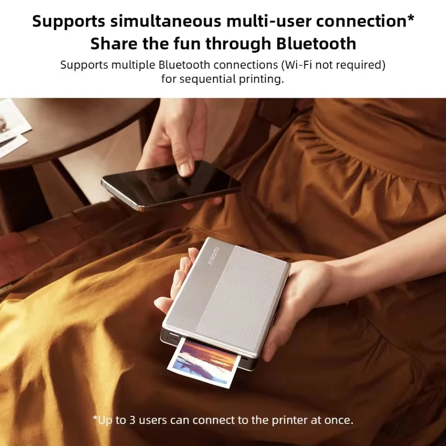 Xiaomi Portable Photo Printer 1S Bluetooth 5.2 Thermal Printer Multifunctional Pocket Printer for Smartphone and Tablet