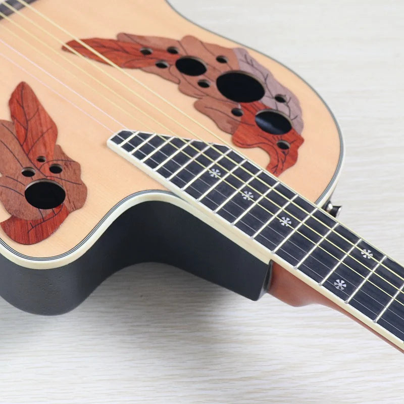 Electric Acoustic Guitar 6 Strings Round Back Ovation Model Brown 41 Inch Acoustic Guitar Cutaway Design Electric Folk Guitar