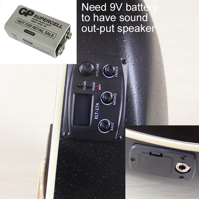 Electric Acoustic Guitar 6 Strings Round Back Ovation Model Brown 41 Inch Acoustic Guitar Cutaway Design Electric Folk Guitar