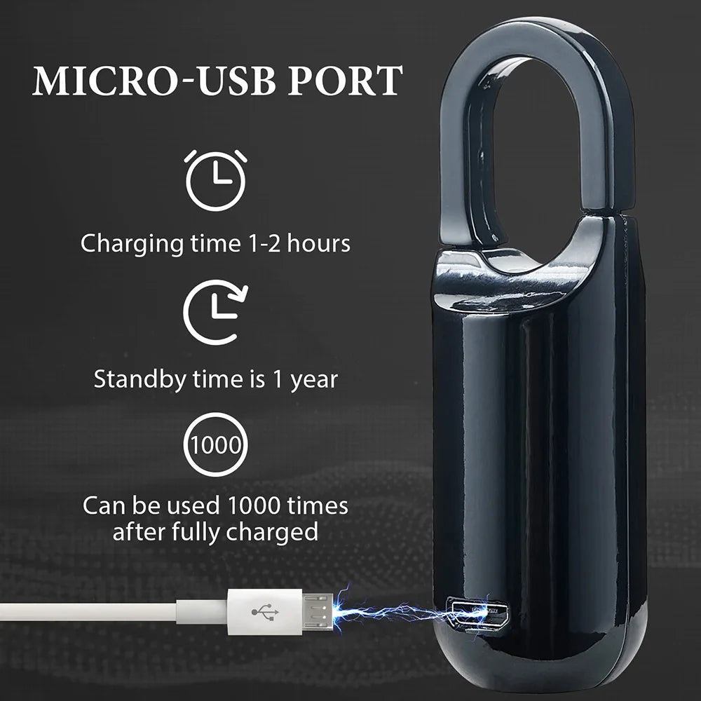 Smart Fingerprint Padlock for Locker Small Rechargeable Fingerprint Lock Keyless Biometric Thumbprint Padlock Locker Suitcase