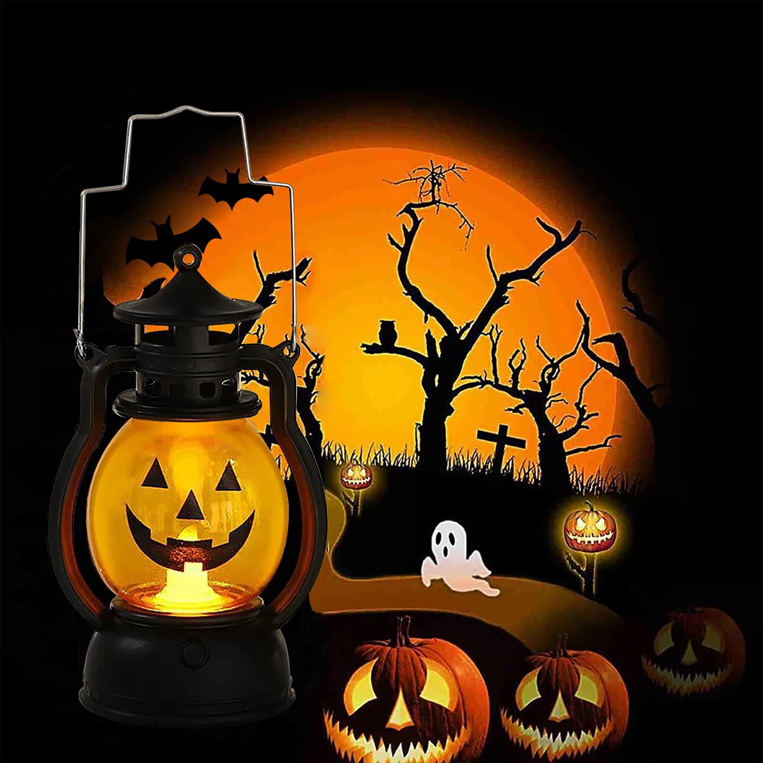 Halloween Oil Lamp，LED Electronic Wax Candle Light，Handheld Lantern，Party Atmosphere Props，Luminous Ornaments