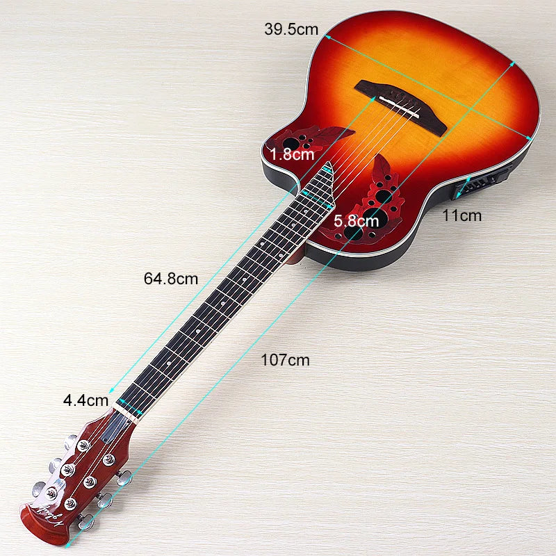 Electric Acoustic Guitar 6 Strings Round Back Ovation Model Brown 41 Inch Acoustic Guitar Cutaway Design Electric Folk Guitar