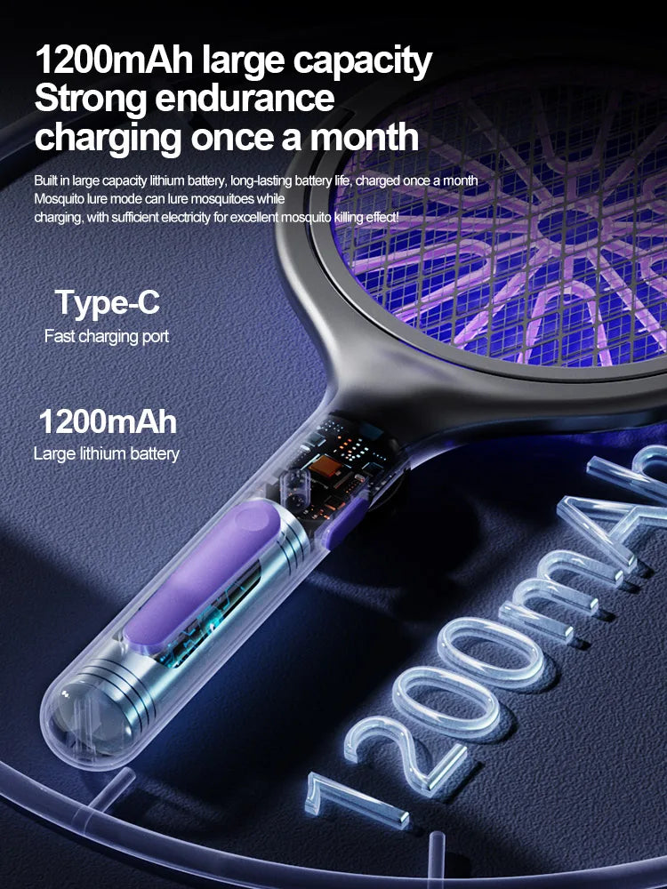 2025 Upgraded Telescopic Mosquito Killer Swatter 90° Rotatable & Wall-Mountable Extended Reach Electric Bug Zapper Home Garden