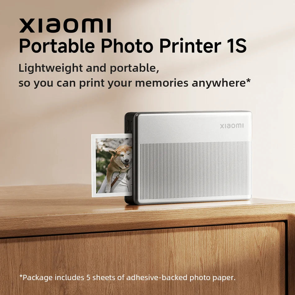 Xiaomi Portable Photo Printer 1S Bluetooth 5.2 Thermal Printer Multifunctional Pocket Printer for Smartphone and Tablet