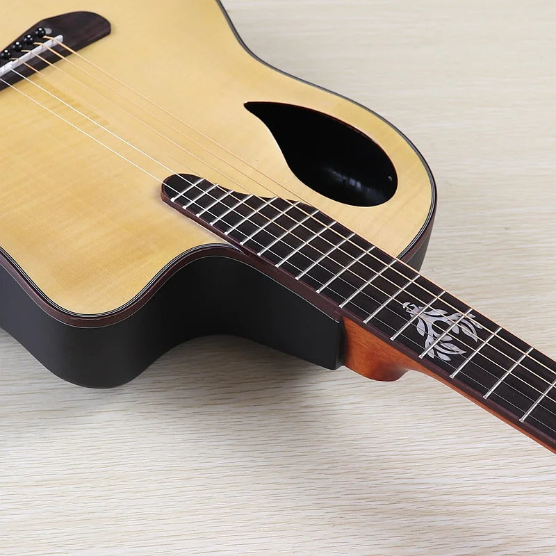 Electric Acoustic Guitar 6 Strings Round Back Ovation Model Brown 41 Inch Acoustic Guitar Cutaway Design Electric Folk Guitar