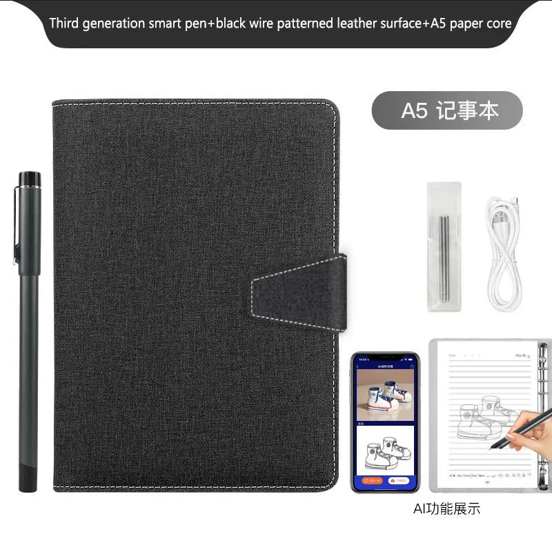 AI Bluetooth Digital Handwriting Note Book A5 Smart Sync Pen Diary Writing Set Cloud Notebook Drawing Writing Pads Playback Note