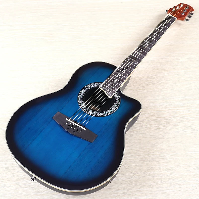 Electric Acoustic Guitar 6 Strings Round Back Ovation Model Brown 41 Inch Acoustic Guitar Cutaway Design Electric Folk Guitar