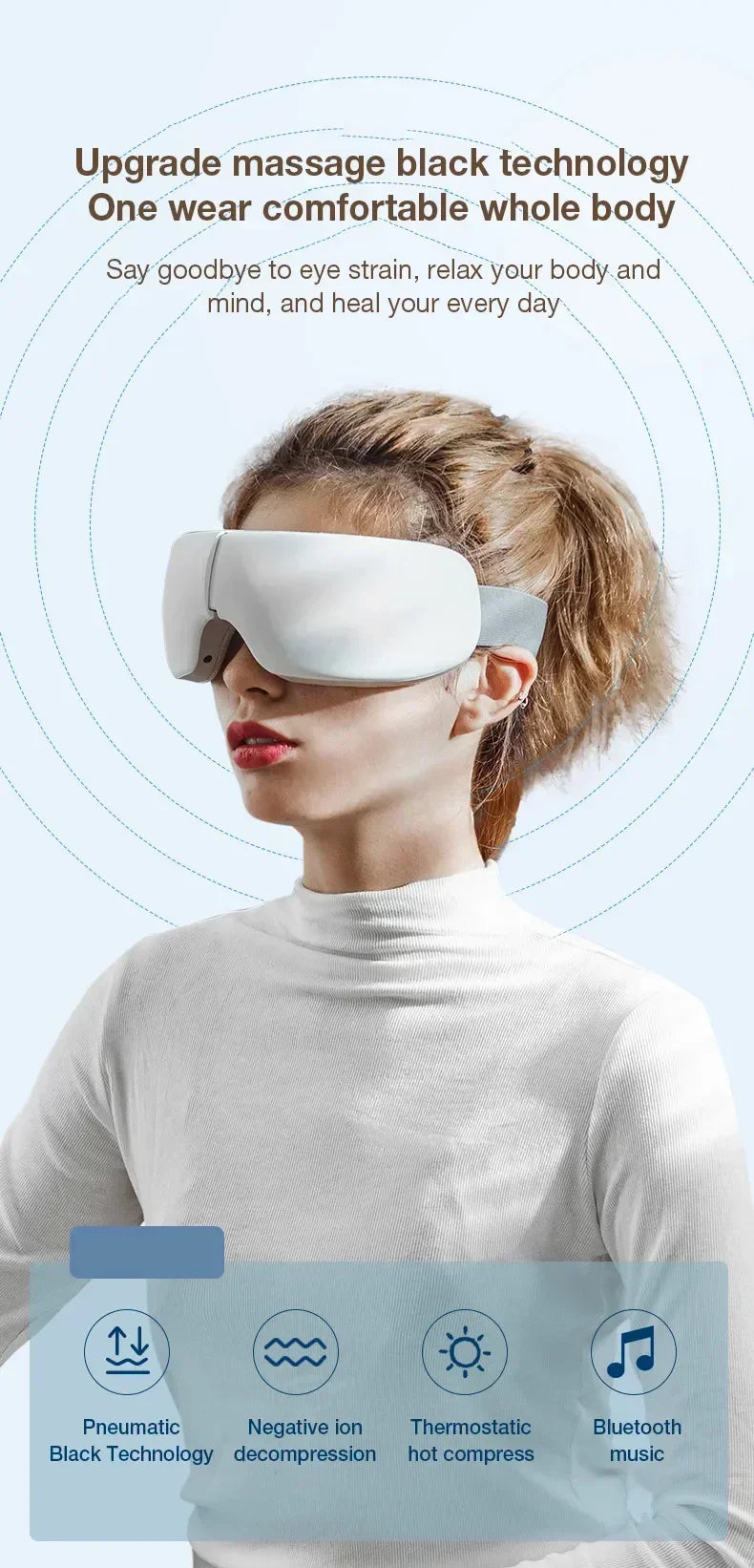 4D Eye Massager Smart Airbag Vibration Eye Care Instrument Hot Compress Bluetooth Eye Massage Glasses Fatigue anti-wrinkle Care