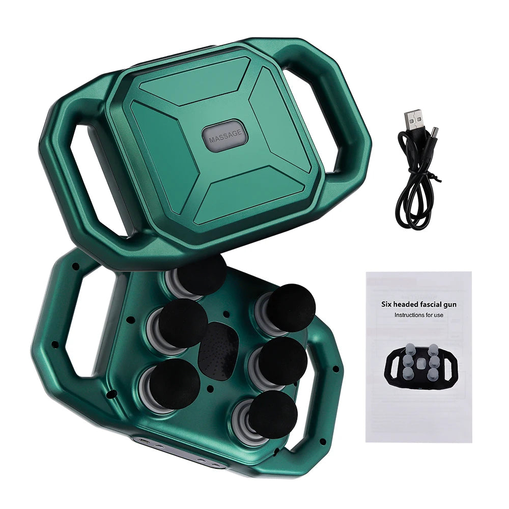 Six-head Fascia Gun High Frequency Vibration Waist Shoulder Back Leg Deep Tissue Body Massage Machine