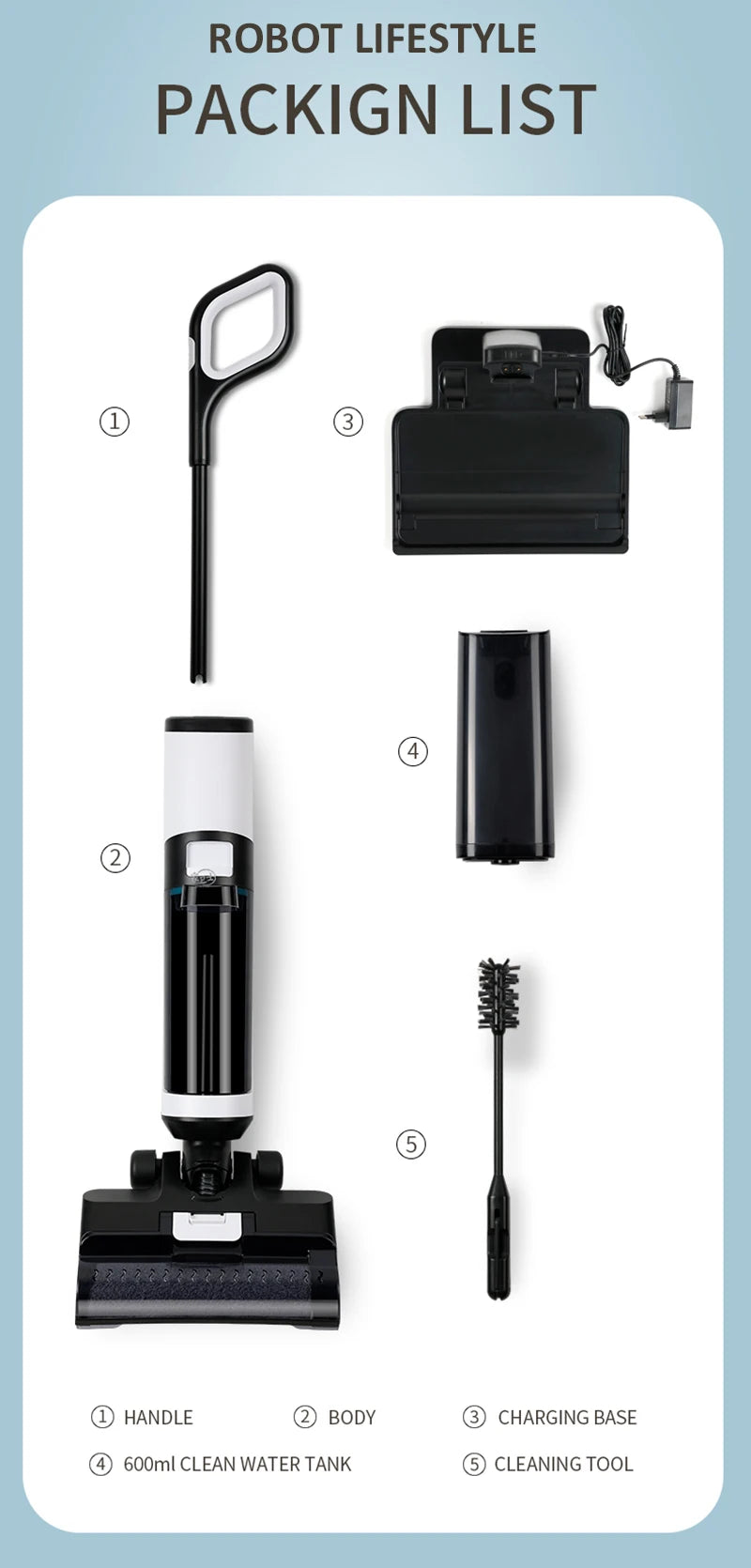 Wet Dry Vacuum Cleaner Cordless handhed Cleaning Robot Wireless RL8Pro Voice Assistant Low Noise 14000Pa Suction Battery 4000mAh