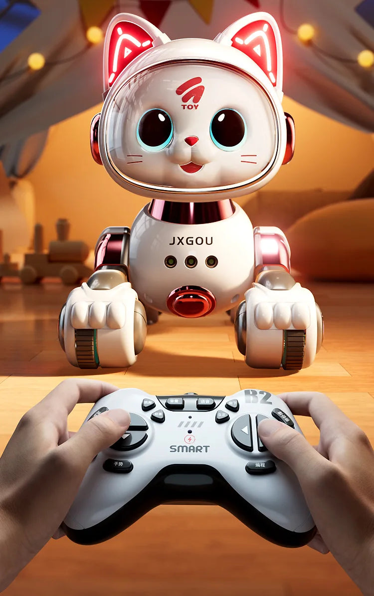 Smart Robotic Cat Toy - Interactive Walking & Meowing Robot for 1-3 Year Old Boys/Girls w/Remote Control