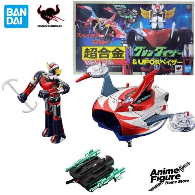 100%Original in Stock Bandai CHOGOKIN GRENDIZER & SPAZER UFO SET 1975 Replica ROBOT NUMBER 329 Anime Character Model Collection