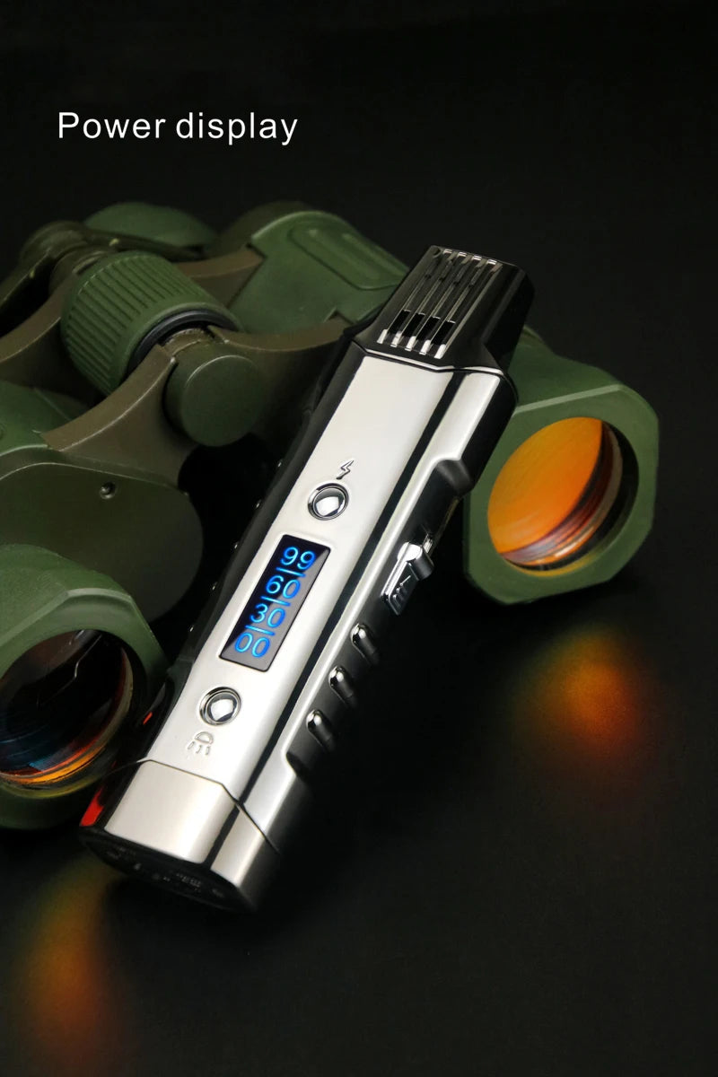 Multifunctional Gas And Electric Lighter  Double Arc  Double Blue Flame White Night Light With Power Display Outdoor Windproof