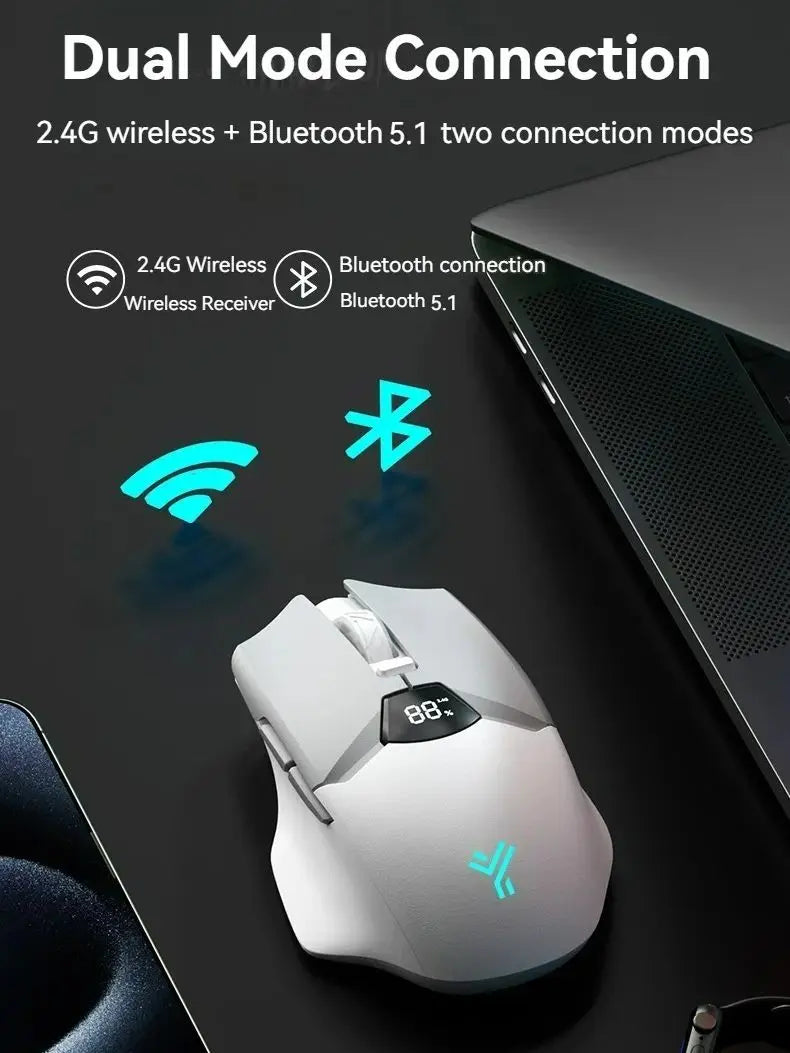 Wireless Bluetooth Mouse, Smart Screen Display, Dual Mode Mute Button, 600mAh Lithium Battery, Office Mouse for Tablet, Notebook